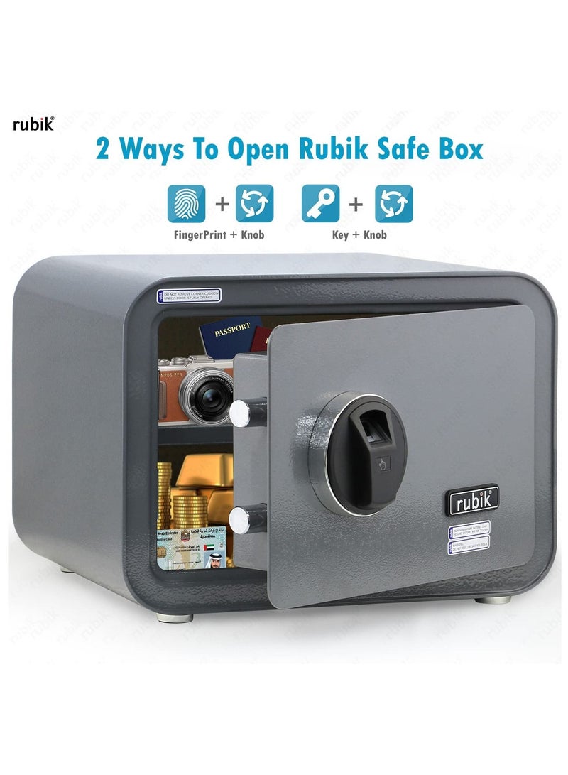 Rubik Safe Box with Biometric Fingerprint Lock A4 Document Size Safety Deposit Box for Home Office Shop RB25QC9 (25x35x28cm) Grey - Image 3