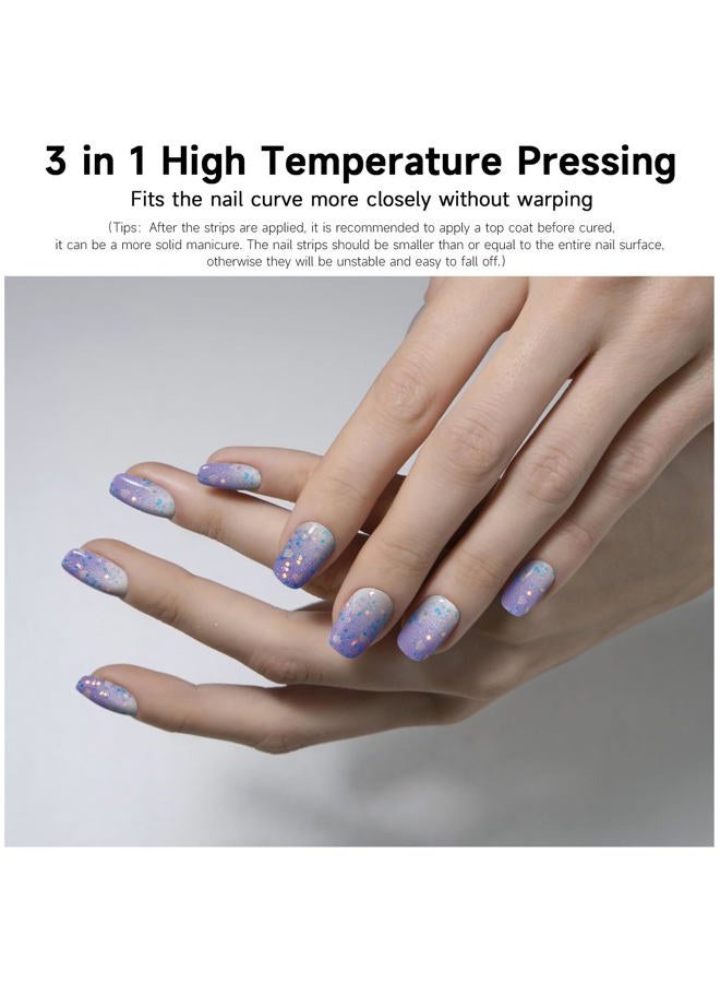 DUKASOU Semi Cured Gel Nail Strips, 28pcs Gradient Love Gel Nail Strips (UV Need), Gel Nail Stickers Full Nail Wraps for Women Girls Kids DIY Gift, Include Prep Pads, Nail File&Wood Stick - Image 5