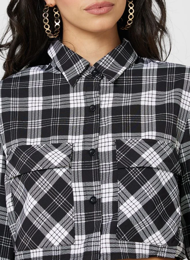 Urban Minx Urban Minx Check Print Cropped Shirt