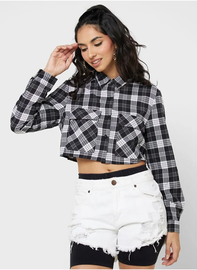 اوربان مينكس Urban Minx Check Print Cropped Shirt