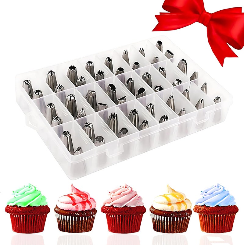AISARCH 48-Piece Numbered Piping Tips, Cookie Icing Tips, Cookie Decorating Kit, Cake Decorating Tips for Cupcakes Cookies, Cake Supply Master Decorating Tip Set - Image 1