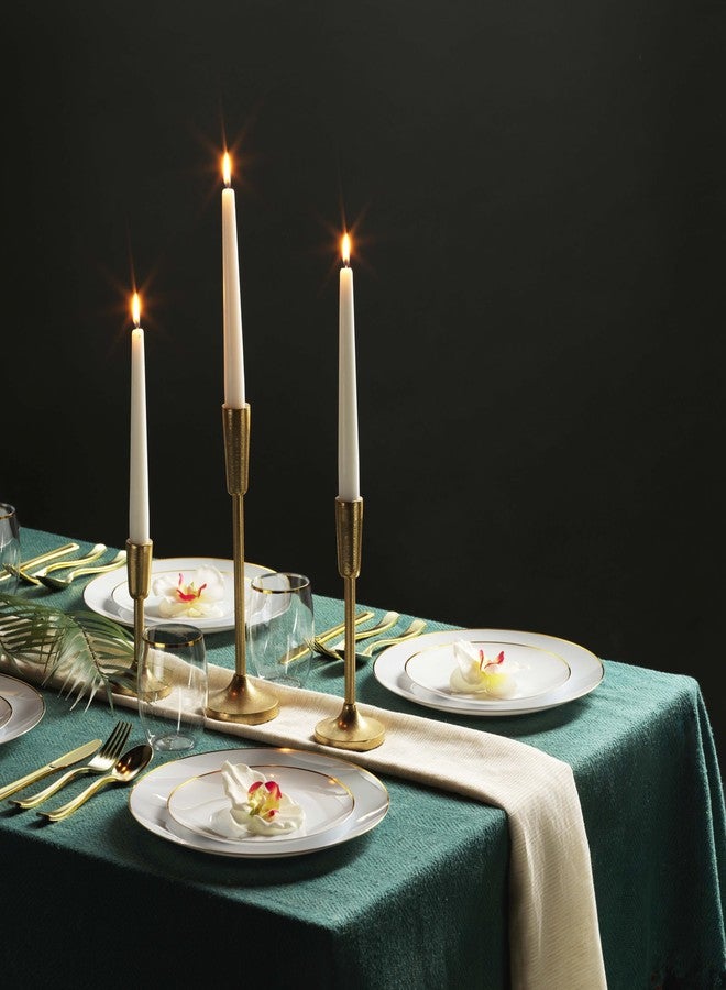 Munfix 100 Gold Plastic Plates Set, 50 Pcs 10.25 Inch Disposable Dinner and 50 Pcs 7.5 Inch Dessert Plates, Elegant Fancy Heavy Duty for Party, Wedding, White with Gold Rim - Image 5