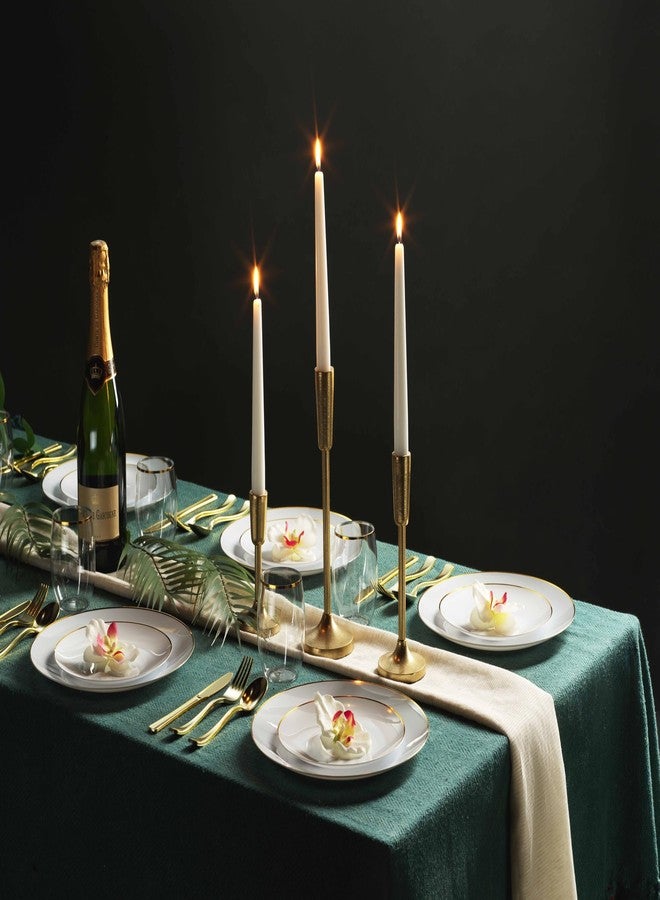 Munfix 100 Gold Plastic Plates Set, 50 Pcs 10.25 Inch Disposable Dinner and 50 Pcs 7.5 Inch Dessert Plates, Elegant Fancy Heavy Duty for Party, Wedding, White with Gold Rim - Image 4