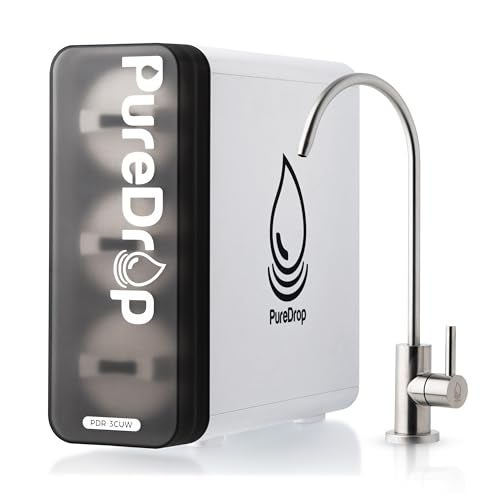 Pure Drop PureDrop PDR-3CUW 0.01μm Ultra-Filtration Under Sink Water Filter System, SGS-Tested Tankless 3-Stage Compact Undersink Water Filtration with Faucet, Removes Chlorine, Bad Taste & Odor, No Waste Water - Image 1