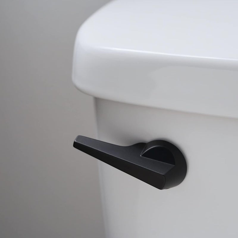 RAVINE Universal Toilet Handle Lever Replacement - Zinc Modern Black Toilet Handle with Brass Arm - Front Mount Toilet Flush Lever Compatible w/Most Toilet Tanks - Rubber Gasket Included - Image 1