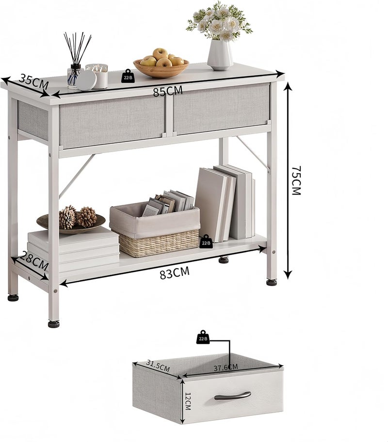 JOYSEUS Console Table for Entryway, Sofa Table with 2 Large Drawers, 2-Tier Storage Organizer, Waterproof Surface, Stable Design for Living Room, Hallway, Kitchen (white) - Image 2