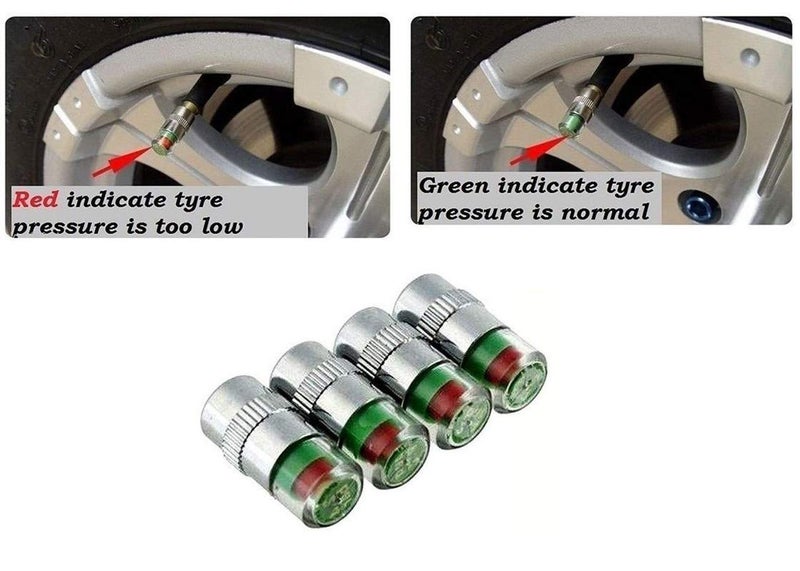 Selifaur - Car Tyre Pressure Monitor Valve Stem Caps Sensor Indicator (Silver) 4 Pcs Tyre Air Alert for - Fortuner Old - Image 4