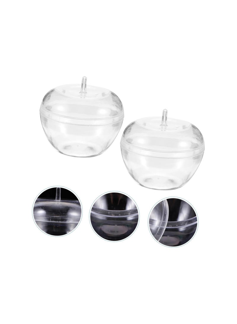 SOLARAE 12pcs Apple Storage Box, Plastic Candy Containers, Clear Plastic Gift Box, Fillable Candy Cases with Lid, Hanging Baubles Balls Clear Ornaments, Apples Shaped Cookie Jar Snacks Box for Kids - Image 2