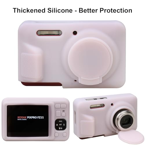 Elonbo Case for Kodak PIXPRO FZ55 Digital Camera, Kodak FZ55 Vlogging Camera Soft Silicone Case, Rubber Protective Cover, Anti-Scratch Skin Sleeve with Detachable Lens Cover, Jelly Pink - Image 3