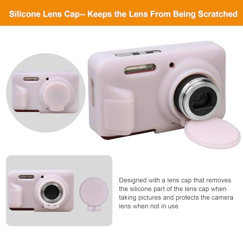 Elonbo Case for Kodak PIXPRO FZ55 Digital Camera, Kodak FZ55 Vlogging Camera Soft Silicone Case, Rubber Protective Cover, Anti-Scratch Skin Sleeve with Detachable Lens Cover, Jelly Pink - Image 5