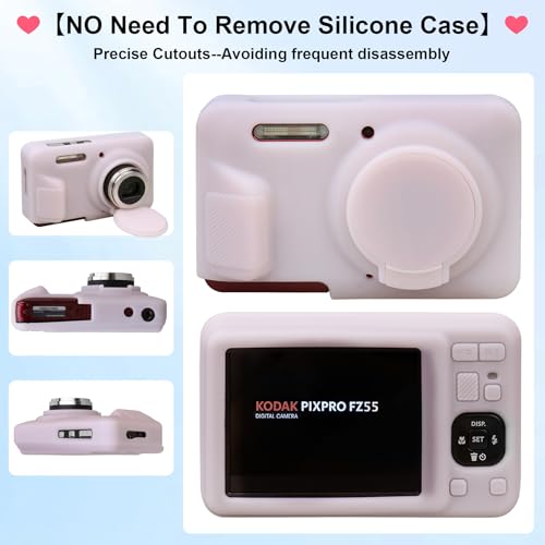 Elonbo Case for Kodak PIXPRO FZ55 Digital Camera, Kodak FZ55 Vlogging Camera Soft Silicone Case, Rubber Protective Cover, Anti-Scratch Skin Sleeve with Detachable Lens Cover, Jelly Pink - Image 4