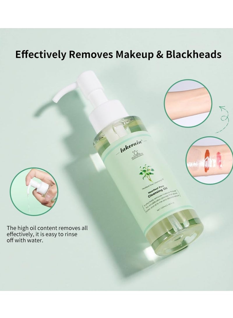 lakerain 100 مل زيت تنظيف مسام القلب لإزالة الرؤوس السوداء الطبيعية مزيل مكياج يومي خفيف وغير دهني منظف وجه زيت تنظيف مسام القلب للتنظيف العميق للمسام سيروم - Image 3
