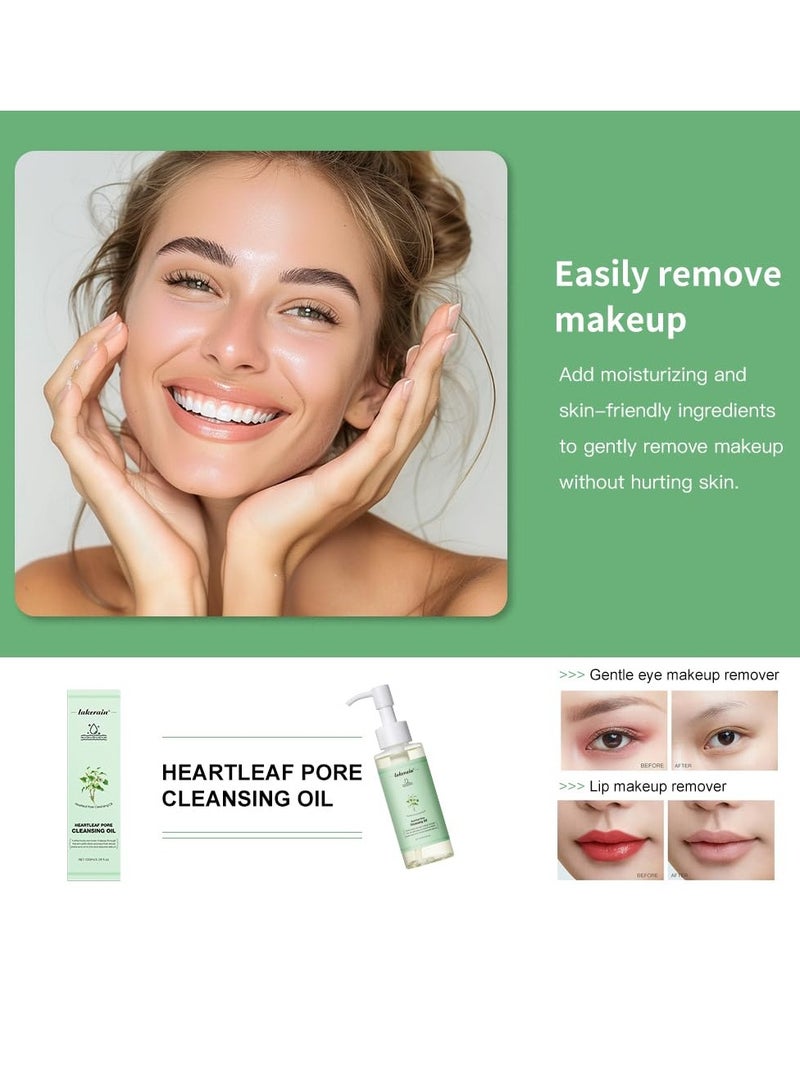 lakerain 100 مل زيت تنظيف مسام القلب لإزالة الرؤوس السوداء الطبيعية مزيل مكياج يومي خفيف وغير دهني منظف وجه زيت تنظيف مسام القلب للتنظيف العميق للمسام سيروم - Image 5