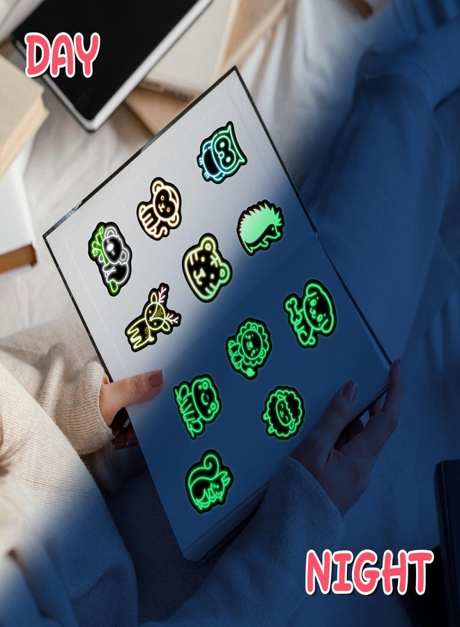 Robmoda 50 Pcs Glow in The Dark Neon Animals Stickers for Water Bottle, Waterproof Vinyl Cartoon Animals Laptop Decals, Phone Case Luggage Scrapbook Mug Decorations - Image 3