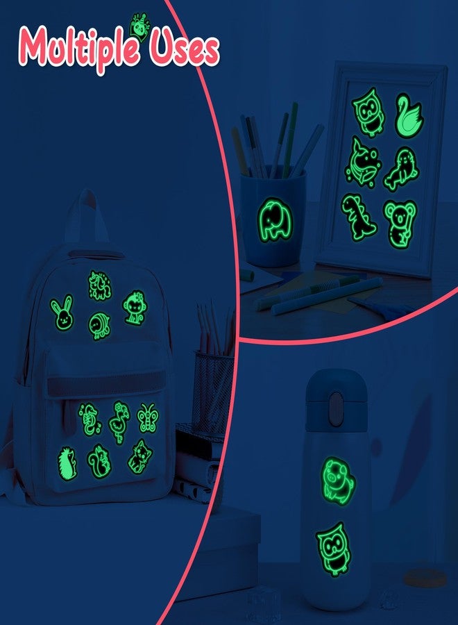 Robmoda 50 Pcs Glow in The Dark Neon Animals Stickers for Water Bottle, Waterproof Vinyl Cartoon Animals Laptop Decals, Phone Case Luggage Scrapbook Mug Decorations - Image 2