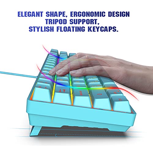 Snpurdiri 60% Membrane Gaming Keyboard,RGB Compact Wired Small Keyboard, Strong Mechanical Feel for PC/Mac Gamer, Typist, Travel, Easy to Carry on Business Trip(68 Keys,Blue) - Image 4