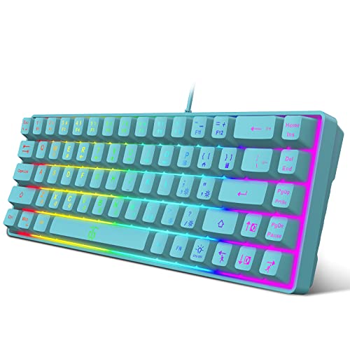 Snpurdiri 60% Membrane Gaming Keyboard,RGB Compact Wired Small Keyboard, Strong Mechanical Feel for PC/Mac Gamer, Typist, Travel, Easy to Carry on Business Trip(68 Keys,Blue) - Image 1