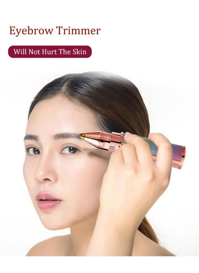 2-In-1 Lipstick Shape Mini Painless Rechargeable Electric Hair Remover Machine And Eyebrow Trimmer Epilator Multicolour