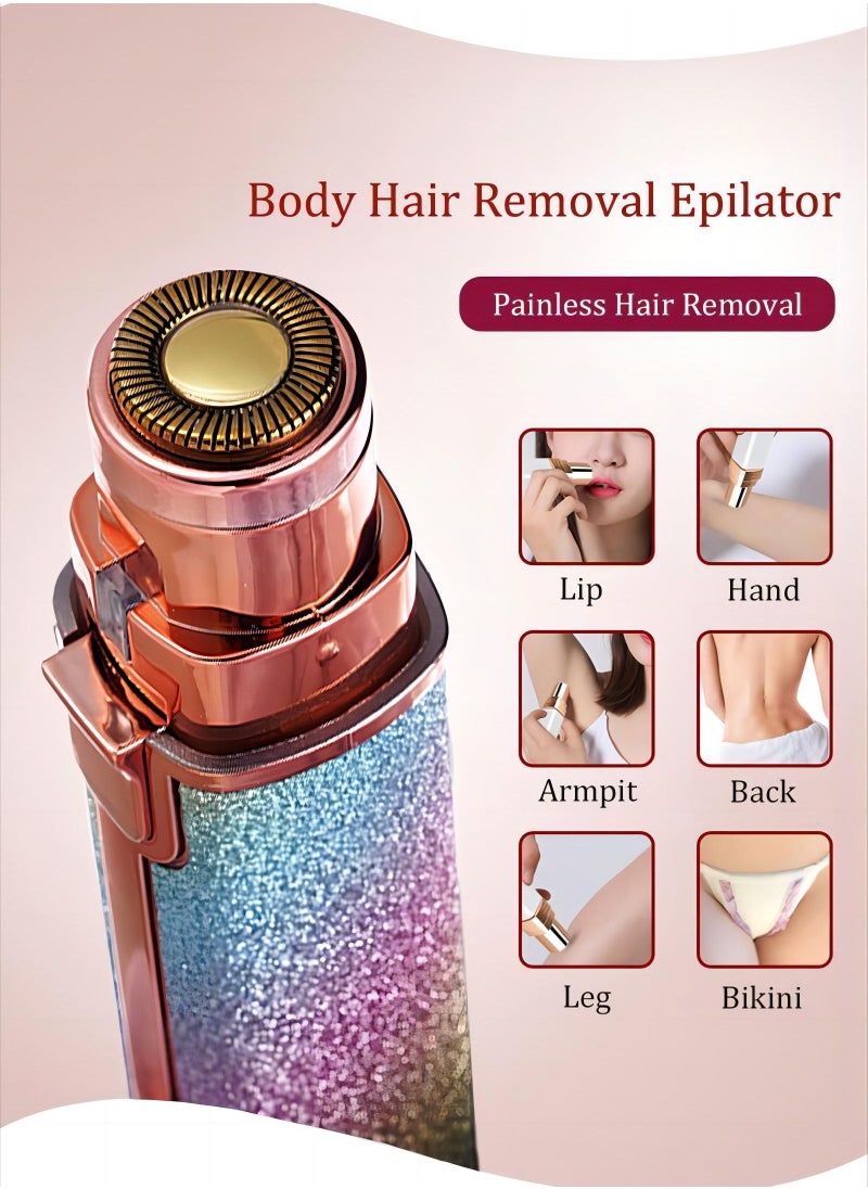 2-In-1 Lipstick Shape Mini Painless Rechargeable Electric Hair Remover Machine And Eyebrow Trimmer Epilator Multicolour