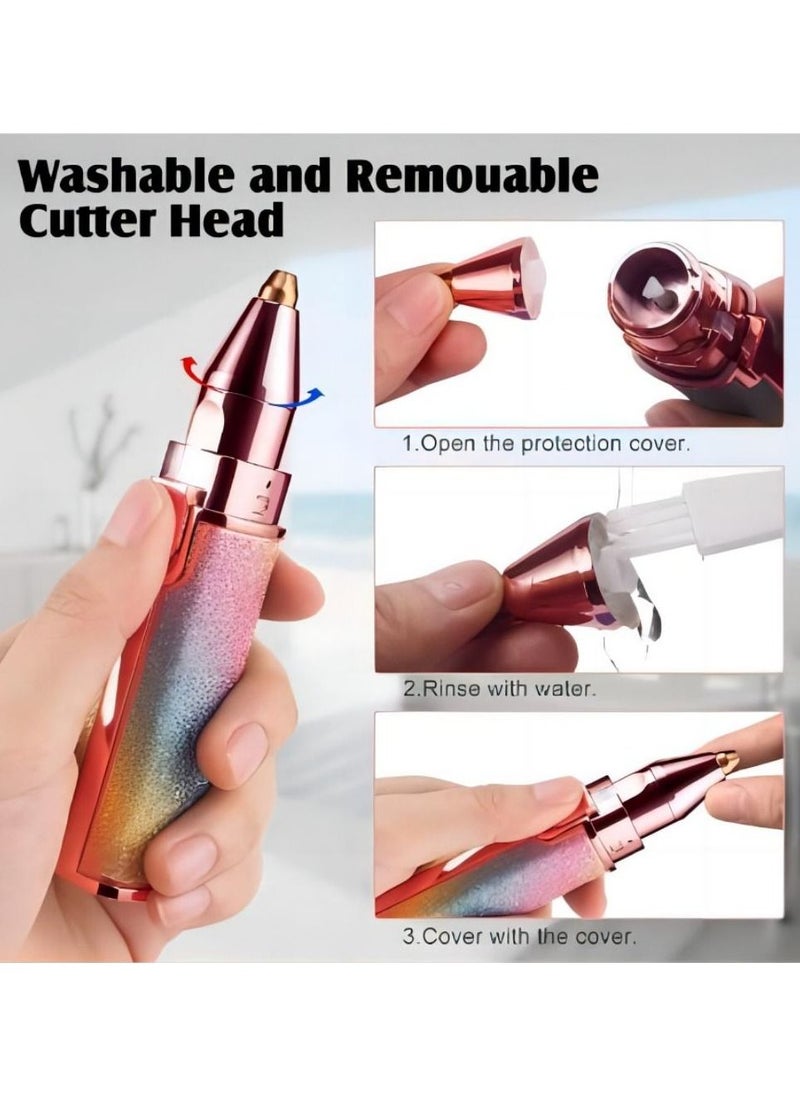 2-In-1 Lipstick Shape Mini Painless Rechargeable Electric Hair Remover Machine And Eyebrow Trimmer Epilator Multicolour