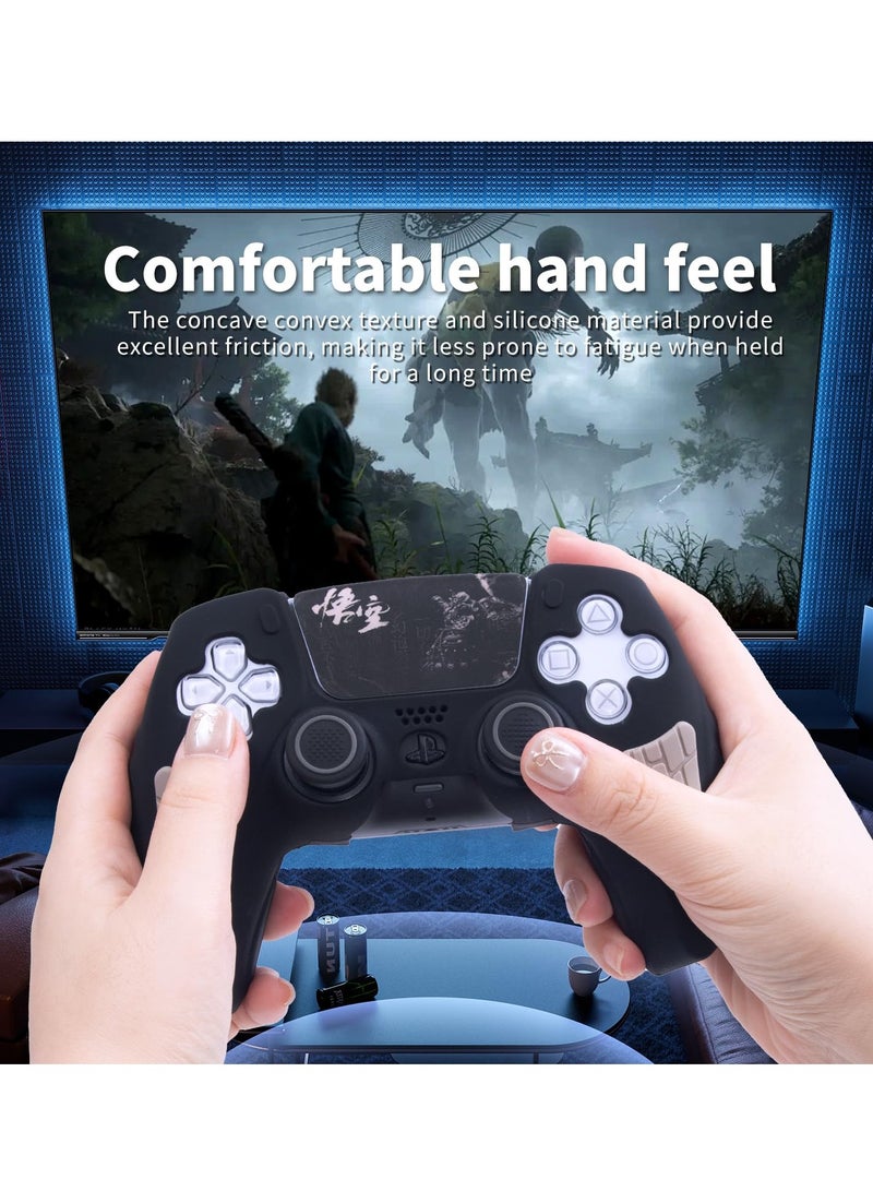 PS5 Controller Cover Case, Anti-Slip Silicone Cover Skin Compatible with PS5 Controller with Thumb Grip Caps, Joystick Protectors and Cover Wrap Sticker (Black Myth Wukong) - Image 4