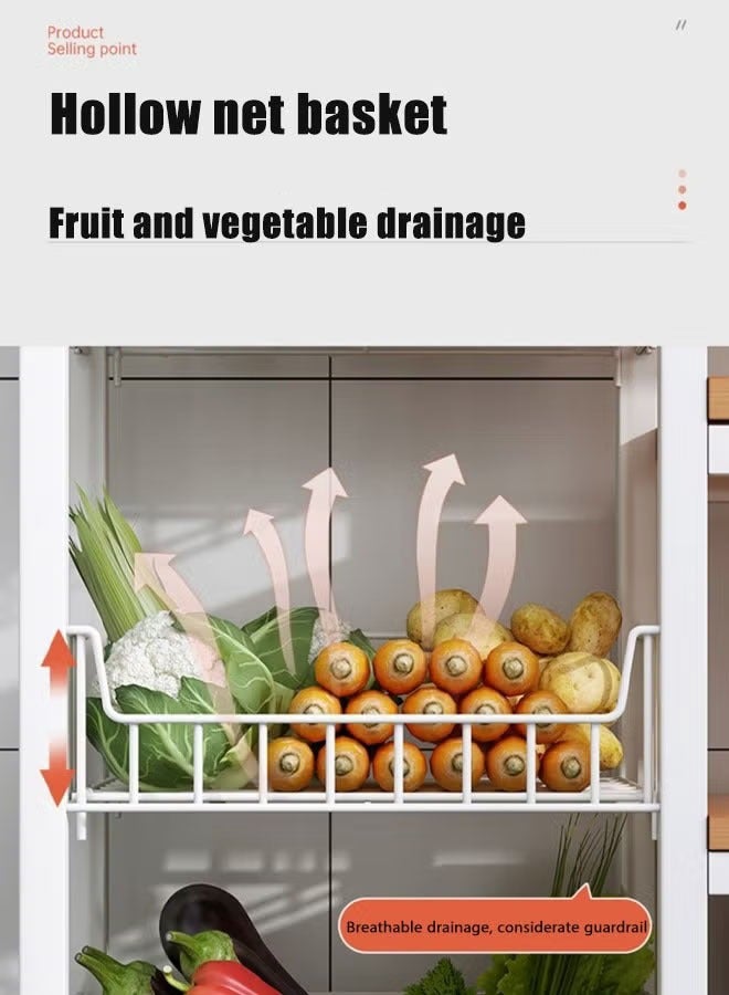 إيه جي دي وحدة تخزين المطبخ قائمة بذاتها من 4 طبقات، خزانة مطبخ  لفرن الميكروويف، رف مطبخ لغرفة الطعام، عربة تخزين متحركة، سعة تخزين كبيرة - أبيض - Image 4