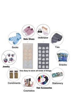Excefore Closet Hanging Organizer, Bra and Underwear Hanging Storage Organizer, Dual Sided Wall Shelves with Mesh Pockets, Space Saver Bag, 5+10 Pockets (Beige）  - Image 4