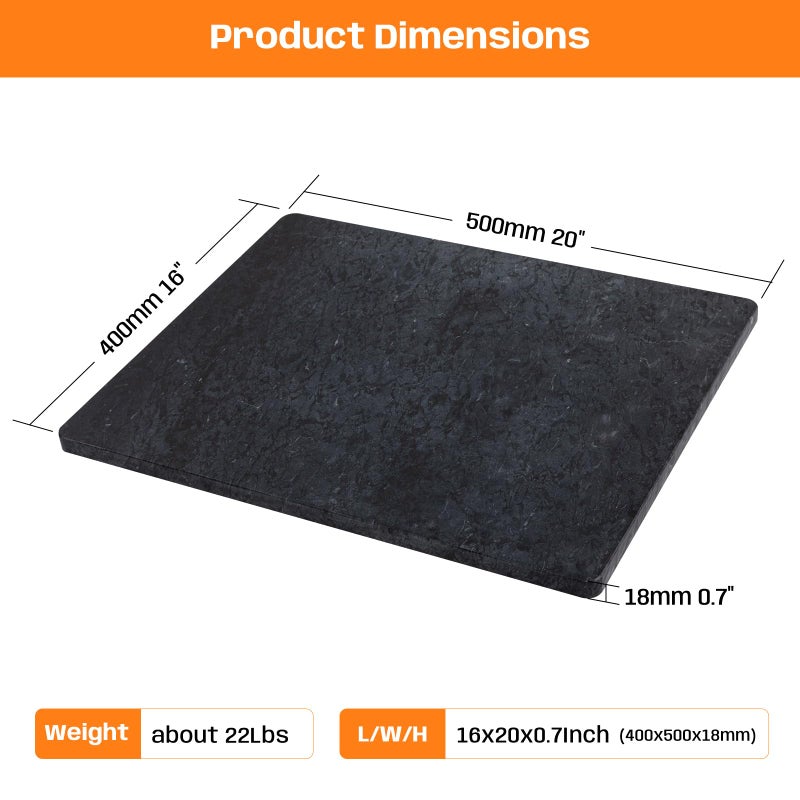 Adolif Black Marble Cutting Board For Kitchen, Large Marble Slab Pastry Board With Non-Slip Feet For Baking, Cheese, Charcuterie, Chocolate, 16x20 Inch, Pack Of 1 Piece - Image 2
