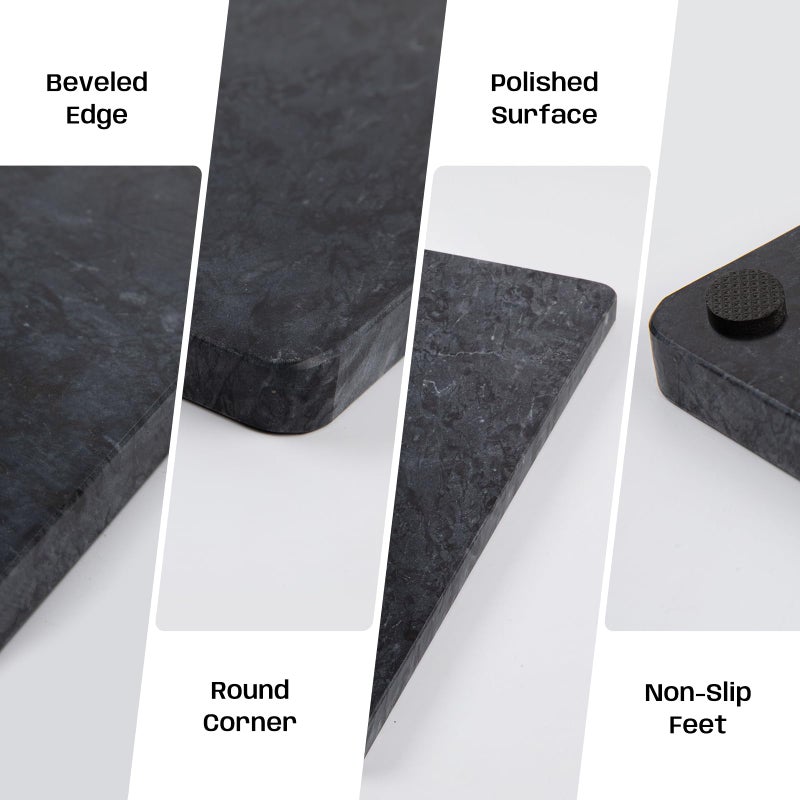 Adolif Black Marble Cutting Board For Kitchen, Large Marble Slab Pastry Board With Non-Slip Feet For Baking, Cheese, Charcuterie, Chocolate, 16x20 Inch, Pack Of 1 Piece - Image 4