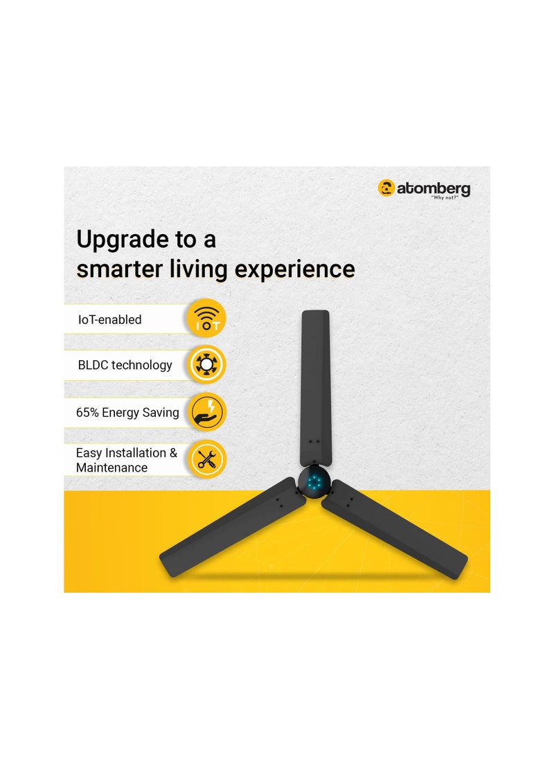 Generic - atomberg Renesa Smart 1200mm BLDC Ceiling Fan with IoT & Remote | Energy Efficient Ceiling Fan| High Air Delivery with LED Indicators (Midnight Black) - Image 1