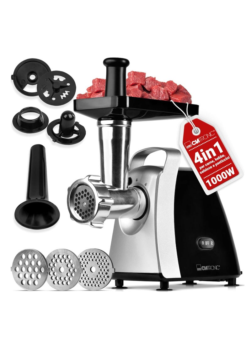 CLATRONIC - 1000W Meat Grinder with Pastry Attachment, Sausage Stuffer & Reverse Function | FW 3803 - Image 1