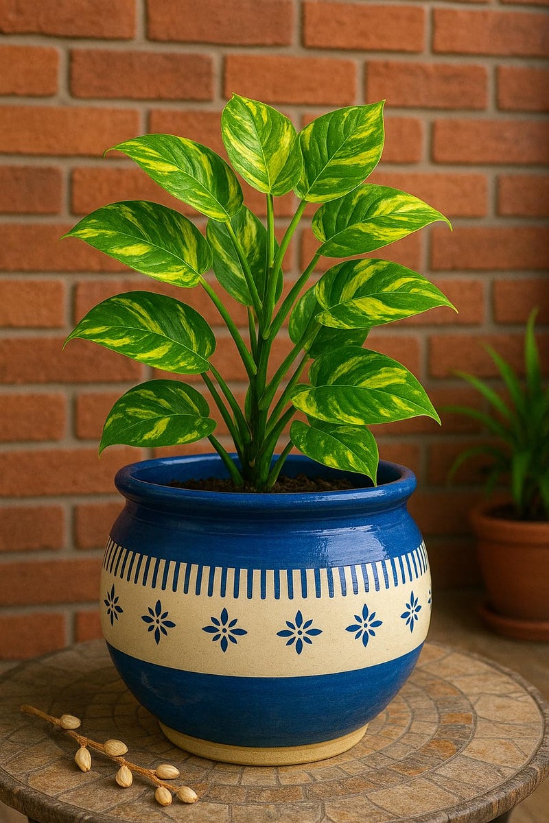 Niyara Ceramic planters pots for Indoor Outdoor Home, Garden Office Decor Balcony Planters Gamla Flower Size Small 6 inches (Blue jhalar) - Image 2