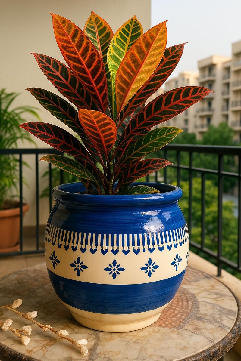 Niyara Ceramic planters pots for Indoor Outdoor Home, Garden Office Decor Balcony Planters Gamla Flower Size Small 6 inches (Blue jhalar) - Image 4