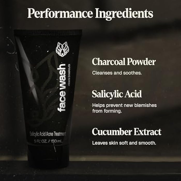 Black Wolf Men’s Charcoal Powder Face Wash - 5 Fl Oz, 2 Pack - Facial Cleanser Removes Unwanted Impurities from Your Skin & Soothes Irritation - Image 4