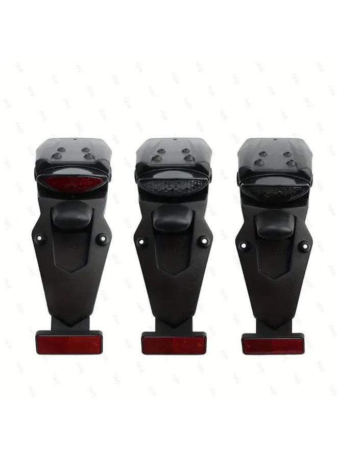 Black Universal Motorcycle Rear Fender LED Tail Light License Plate Holder Water Shield - Image 5