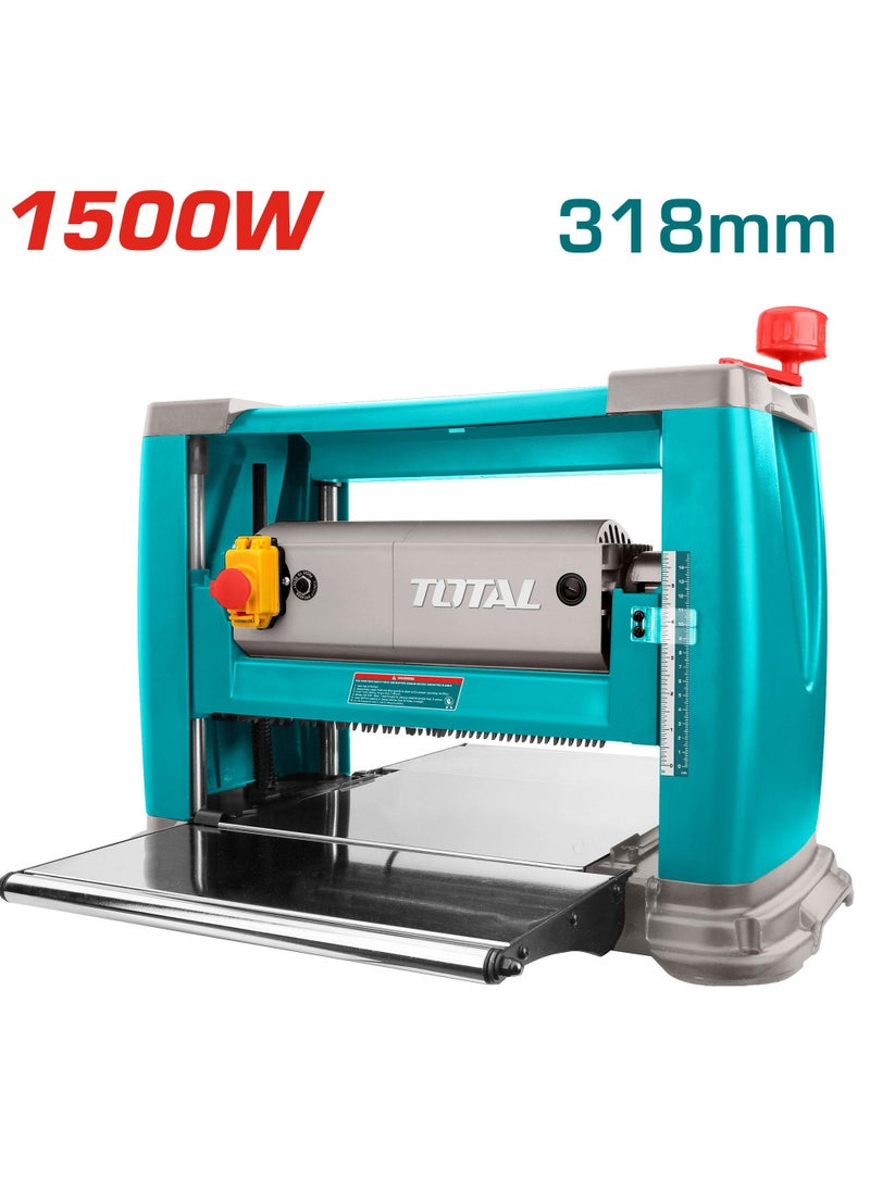 TOTAL Total 1500W Thickness Planer Electric Planer – 220V-240V, Max Cutting Width 318mm, Max Cutting Depth 2.5mm, 9000 RPM Blade Speed – Ideal for Woodworking, Biscuit Jointing, and Laminate Trimming  - Image 1