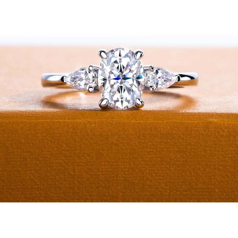 AimiIee Oval/Pear Cut Moissanite Engagement Rings for Women 2/2.1cttw D Color VVS1 Clarity 925 Sterling Silver Wedding Promise Anniversary Ring with Certificate - Image 2
