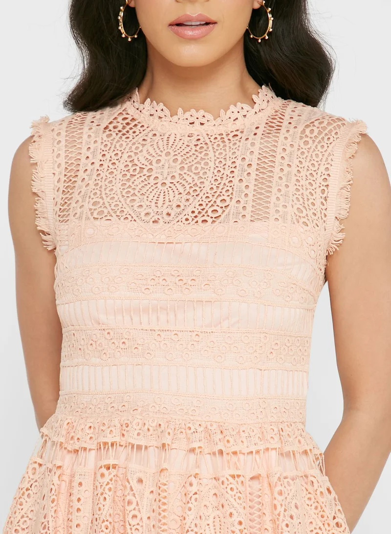 boohoo Lace Detail Knitted Dress