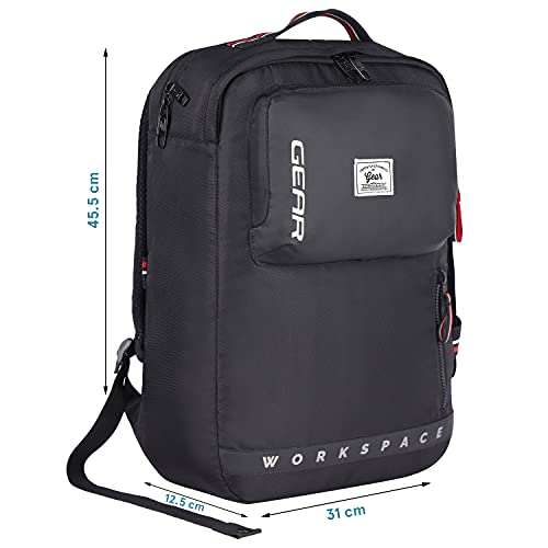 Gear Workspace 18 Ltrs Hybrid Briefcase Laptop Backpack (Black-Red), One Size (BKPWRPHYD0101) - Image 3