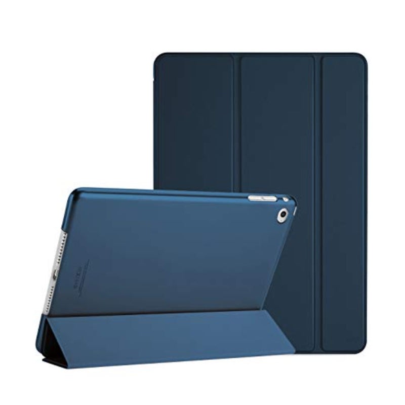 Ultra Slim Lightweight Stand Protective Case for iPad Air 2, Frosted Translucent Polycarbonate Shell in Navy, Shock Absorption and Precise Cutouts - Image 1