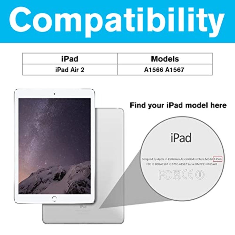 Ultra Slim Lightweight Stand Protective Case for iPad Air 2, Frosted Translucent Polycarbonate Shell in Navy, Shock Absorption and Precise Cutouts - Image 2