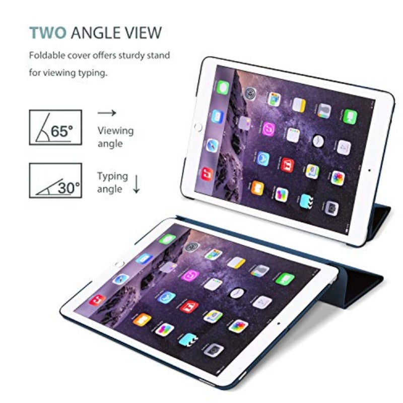 Ultra Slim Lightweight Stand Protective Case for iPad Air 2, Frosted Translucent Polycarbonate Shell in Navy, Shock Absorption and Precise Cutouts - Image 5