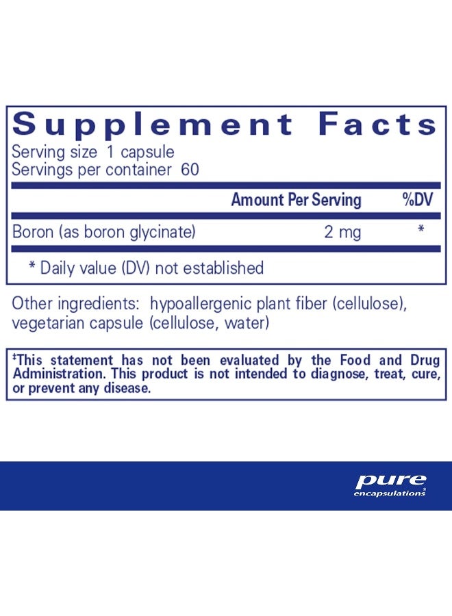 بورون (جليسينات) - مكمل مضاد للحساسية لاستخدام المغذيات الصحية والهرمونات - 60 كبسولة - Image 2