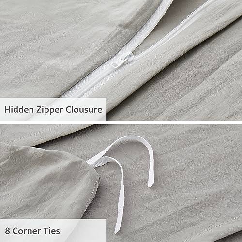 Oli Anderson Light Grey Duvet Cover King Size - Pleated King Duvet Cover, 3PCS Soft and Breathable Textured Bedding Set with Zipper Closure(Light Grey,104"x90") - Image 4