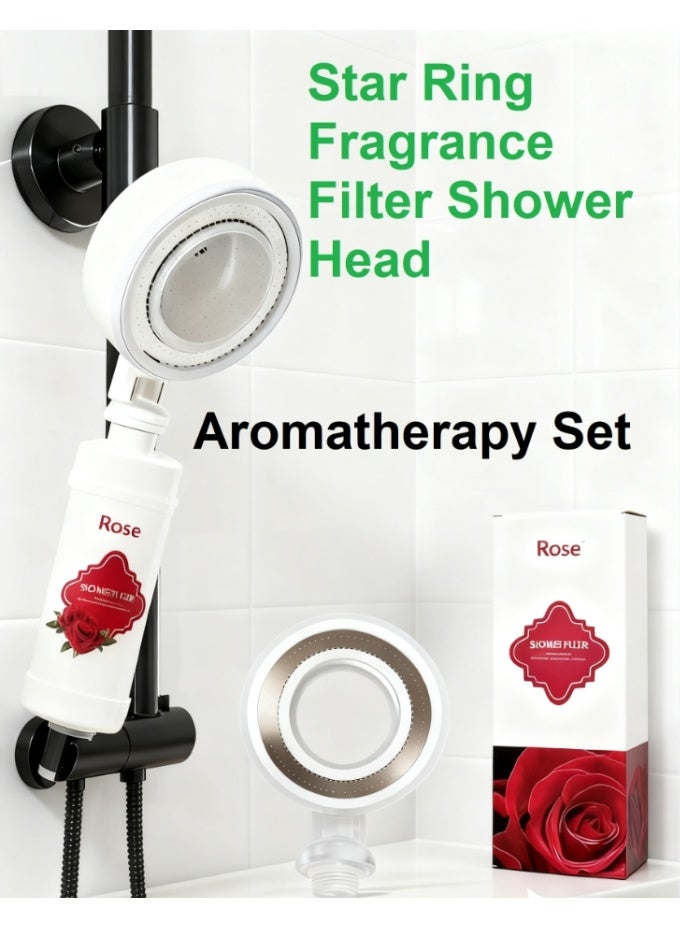 SHIXIN Shower head set, star-shaped ring shower head and fragranced vitamin C filter, handheld shower head, protecting skin soft and  smooth hair (Rose) - Image 1