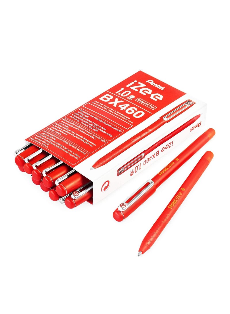 Pentel 12-Piece Izee Ballpoint Pen 1.0mm Tip Red Ink - Image 1