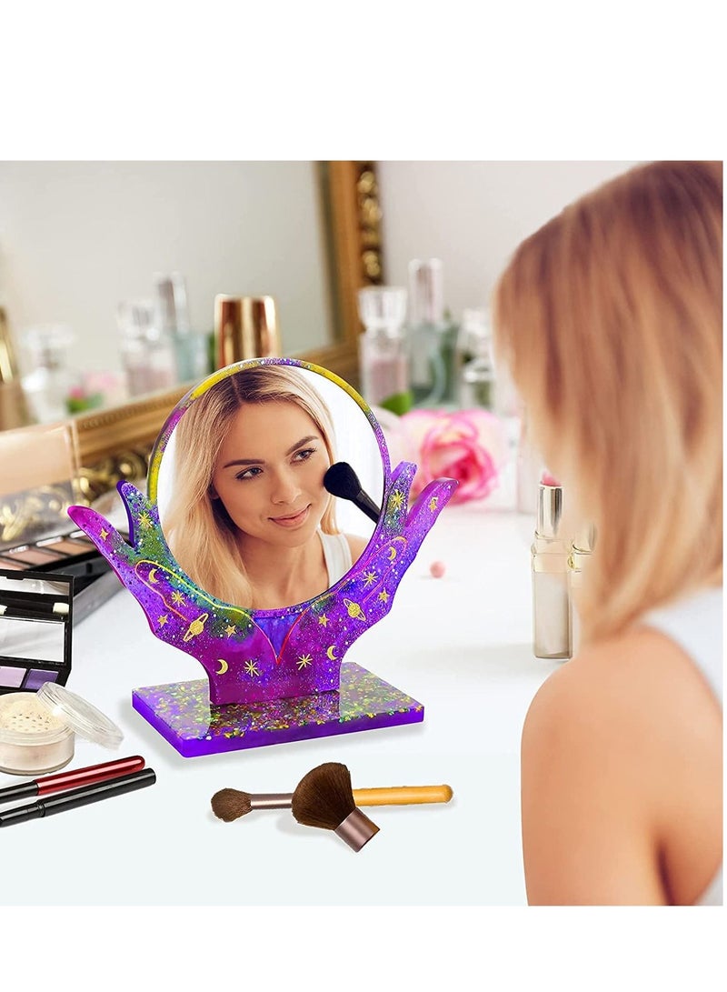 SYOSI Makeup Mirror, Silicone Mould, DIY Art Creation, Epoxy Resin, Photo Frame, MakeupMirror with 2Pcs Acrylic, Home Decoration Handmade Ornaments Crafts  - Image 2