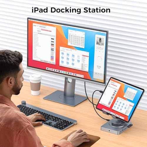 NewQ 360° Rotating USB C Docking Station for iPad Pro, Tablet, Samsung, Steam Deck, ROG Ally, Legion Go, Msi Claw, etc, 11-in-1 with SD TF 4.0 Reader, 4K@60Hz HDMI, RJ45, Audio, USB A, USB C - Image 3