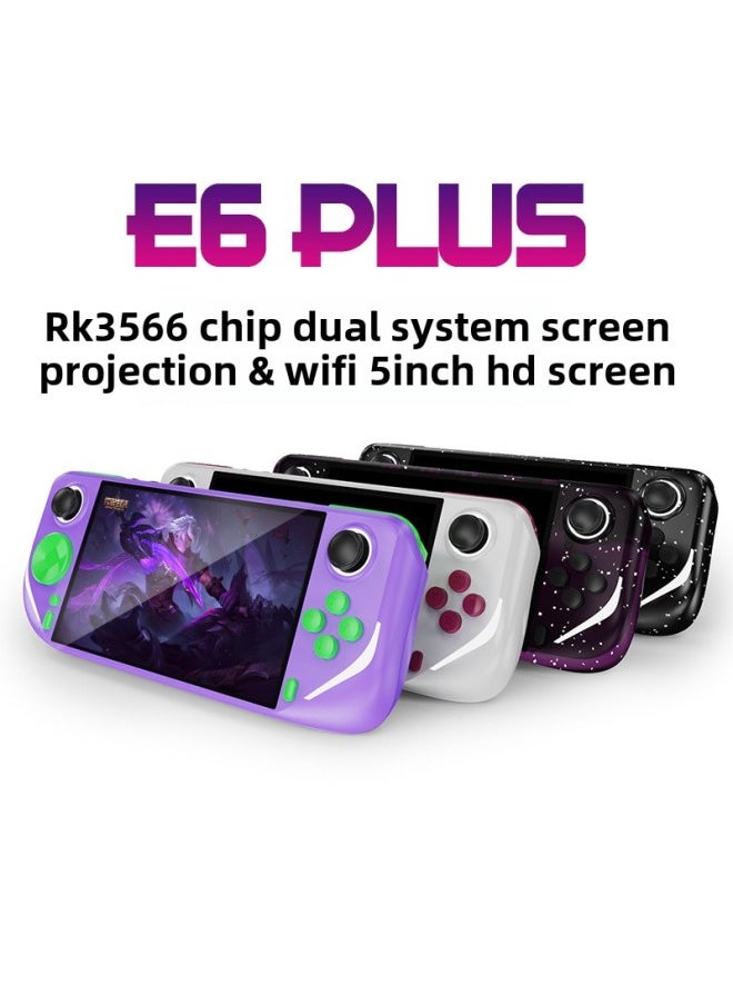 E6Plus Handheld RK3566 Dual-system Game Console 5.0 Inch With Touch HD Large Screen Support WIFI Screen-Product Color:Without Card-Model:purple Single Palm Machine