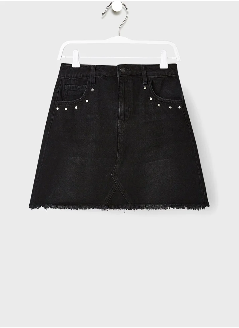 MANGO Youth Studded Denim Skirt